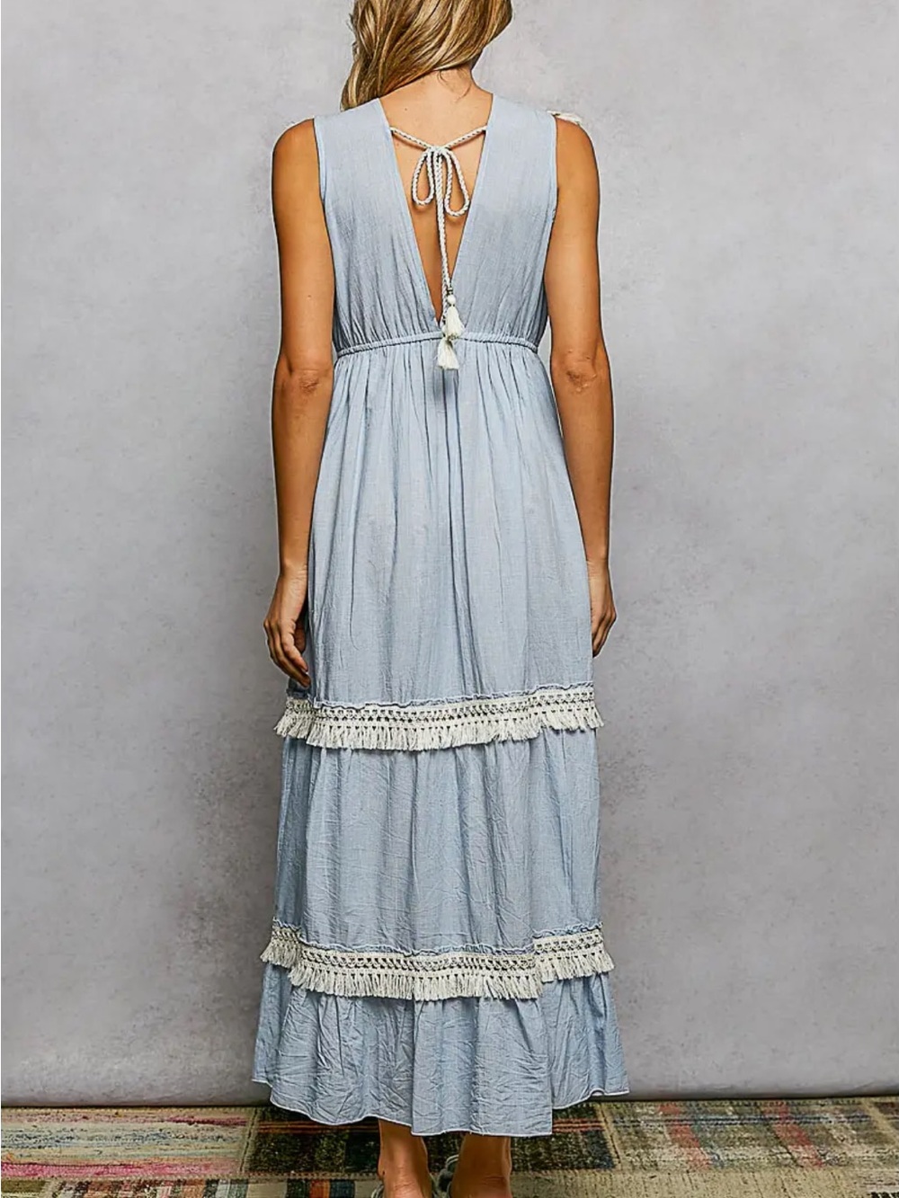 🆕🤍POL BOHO BLUE DRESS - Picture 4 of 5